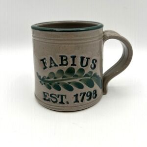 Westerwald‎ Fabius Pottery Mug Handmade Stoneware 12oz Gray Green Rustic Signed